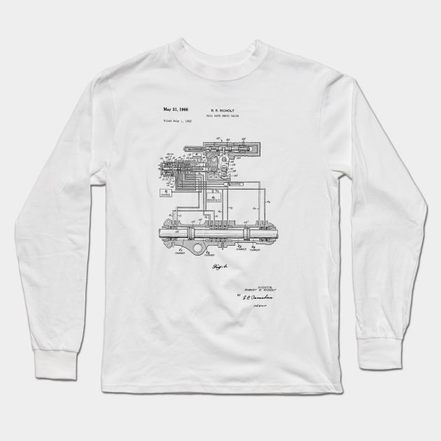 Fail Safe Servo Valve Vintage Patent Hand Drawing Long Sleeve T-Shirt by TheYoungDesigns